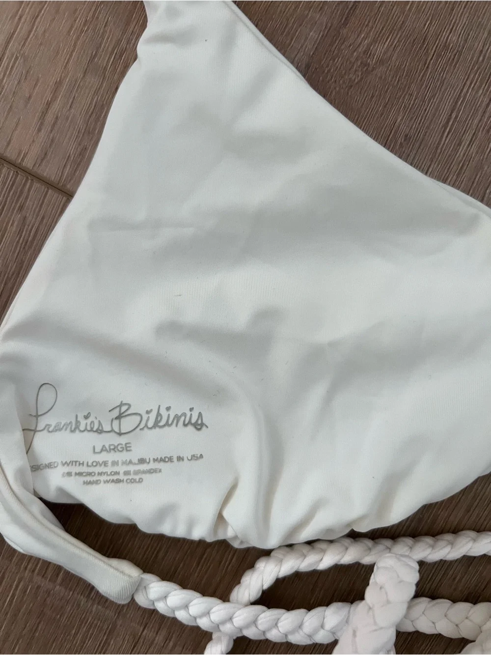 Frankie's Bikinis White Rope-Tie Triangle Bikini Top